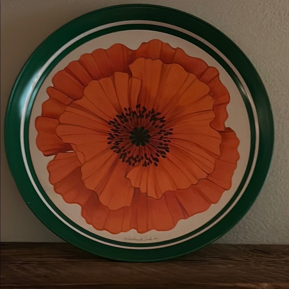 Vintage Hallmark Poppy Flower tin serving tray - Picture 4 of 5